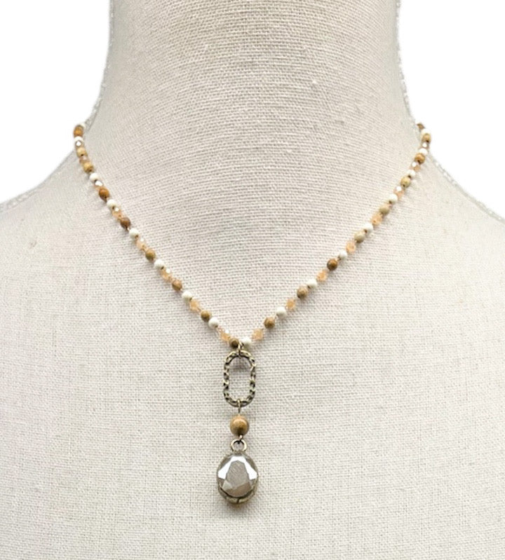 Dainty Jasper Necklace with Ivory Pendant #3089 (Case of 3)