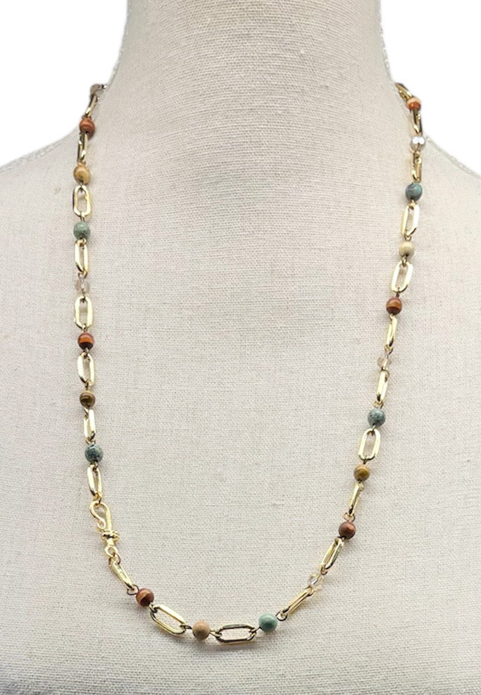 African TQ, Jasper and Gold Necklace #3093 (Case of 3)