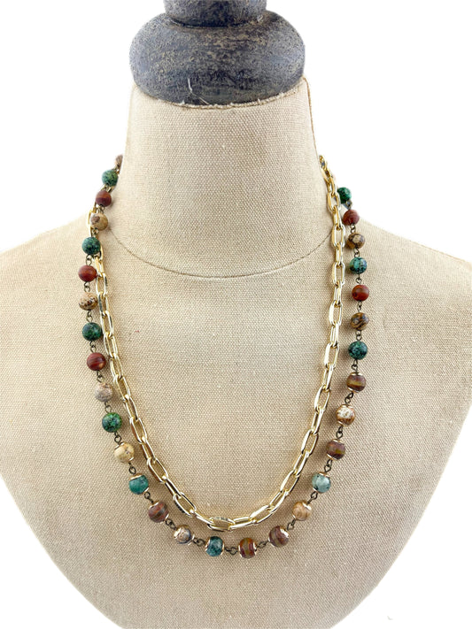 18" - 20" Savanna Jasper & Gold Necklace (Case of 2)