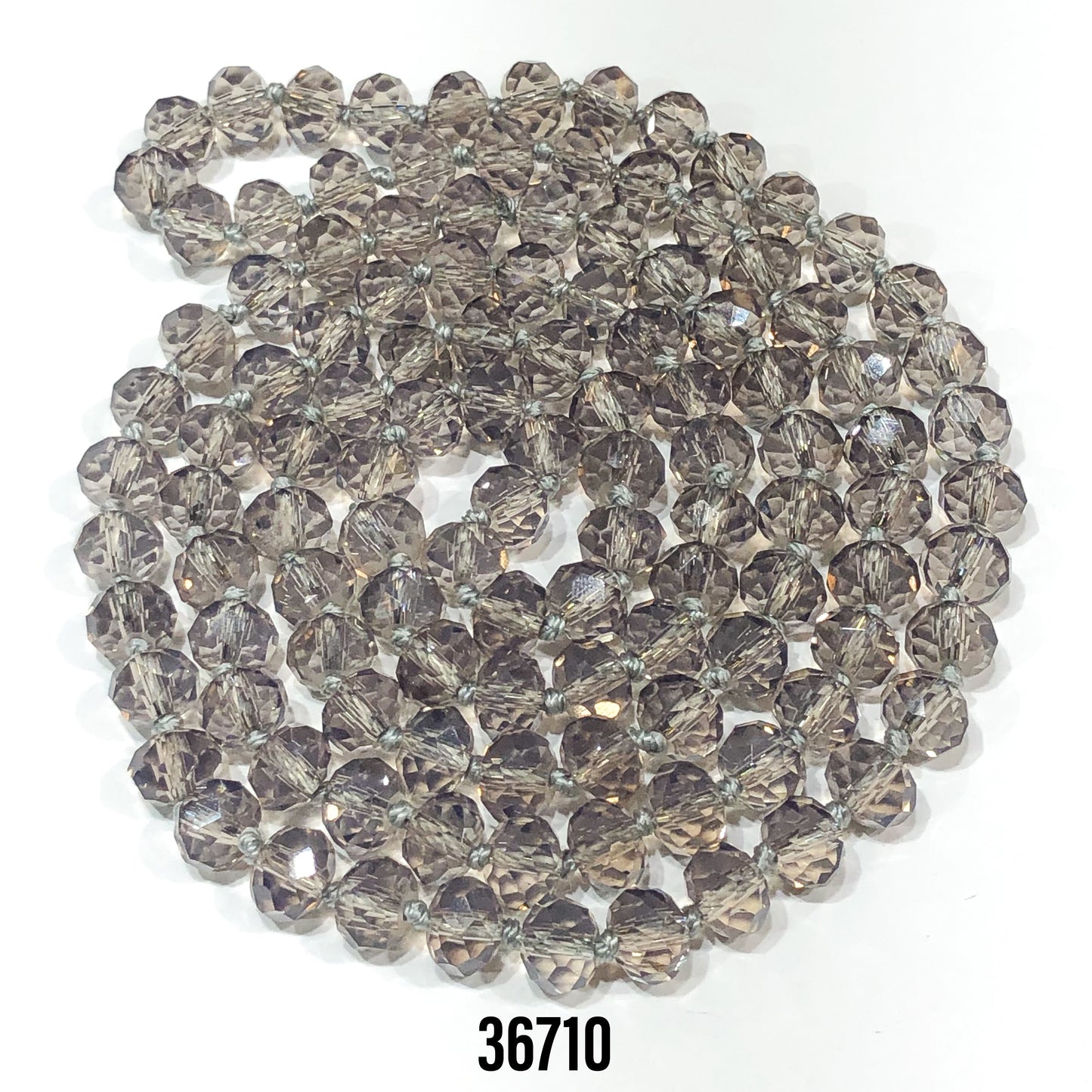 36" Hand Knotted Smoky Crystal Necklace (Case of 3)