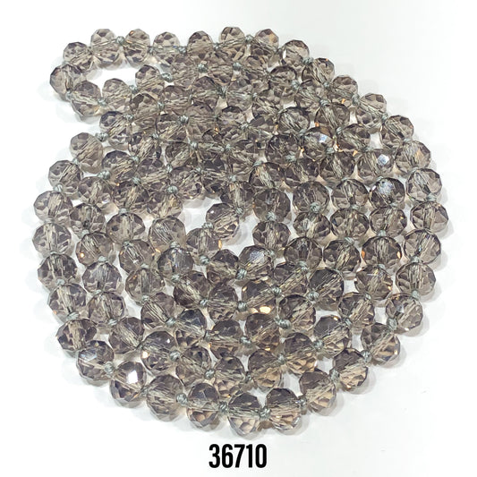 36" Hand Knotted Smoky Crystal Necklace (Case of 3)