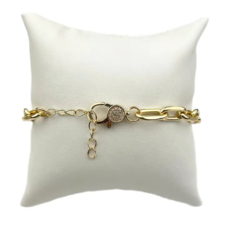 Gold Chain Bracelet/pave clasp (Case of 3)