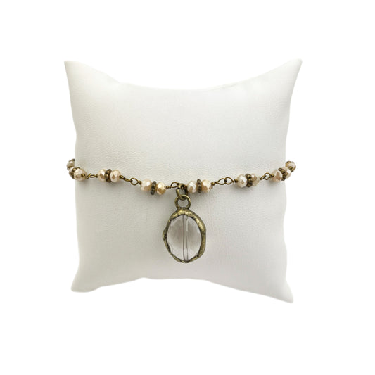 Champagne Honey Bracelet with Round Crystal