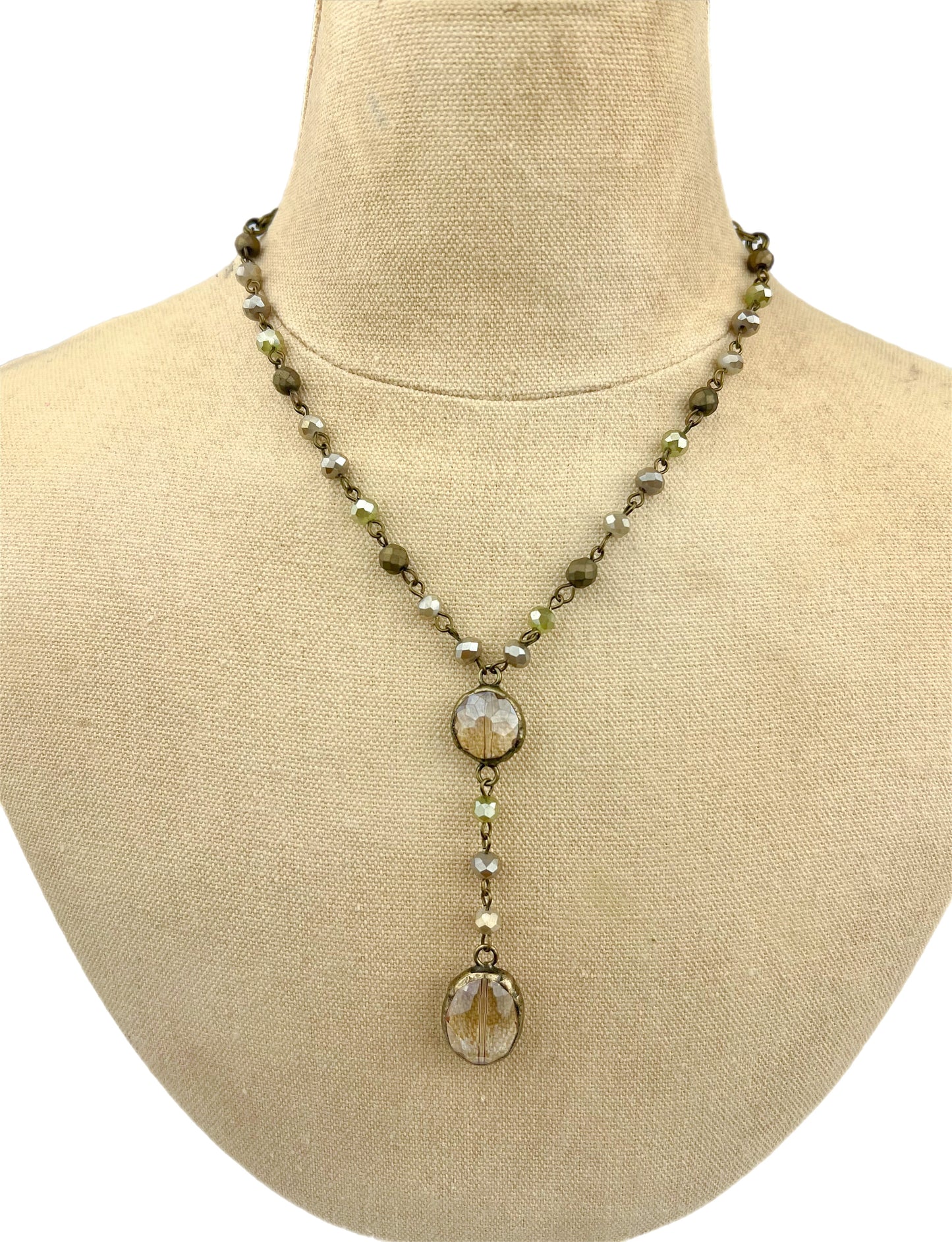 18" - 20" Lime Meringue Necklace with Crystal Pendants