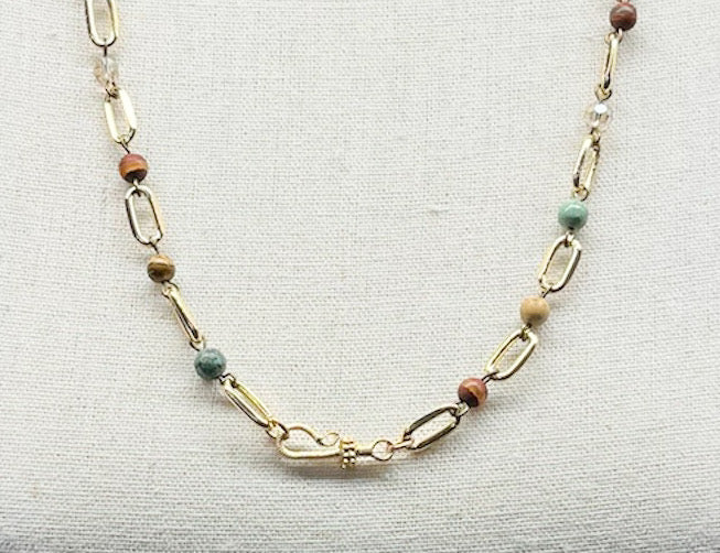 African TQ, Jasper and Gold Necklace #3093 (Case of 3)