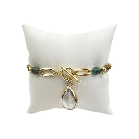 Savanna Jasper with Gold Link Chain Bracelet