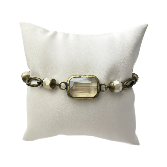 Ivory Bracelet with Link Chain and a Rectangle Crystal