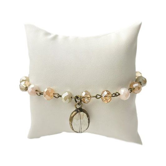 Champagne Honey Bracelet with Round Crystal Charm