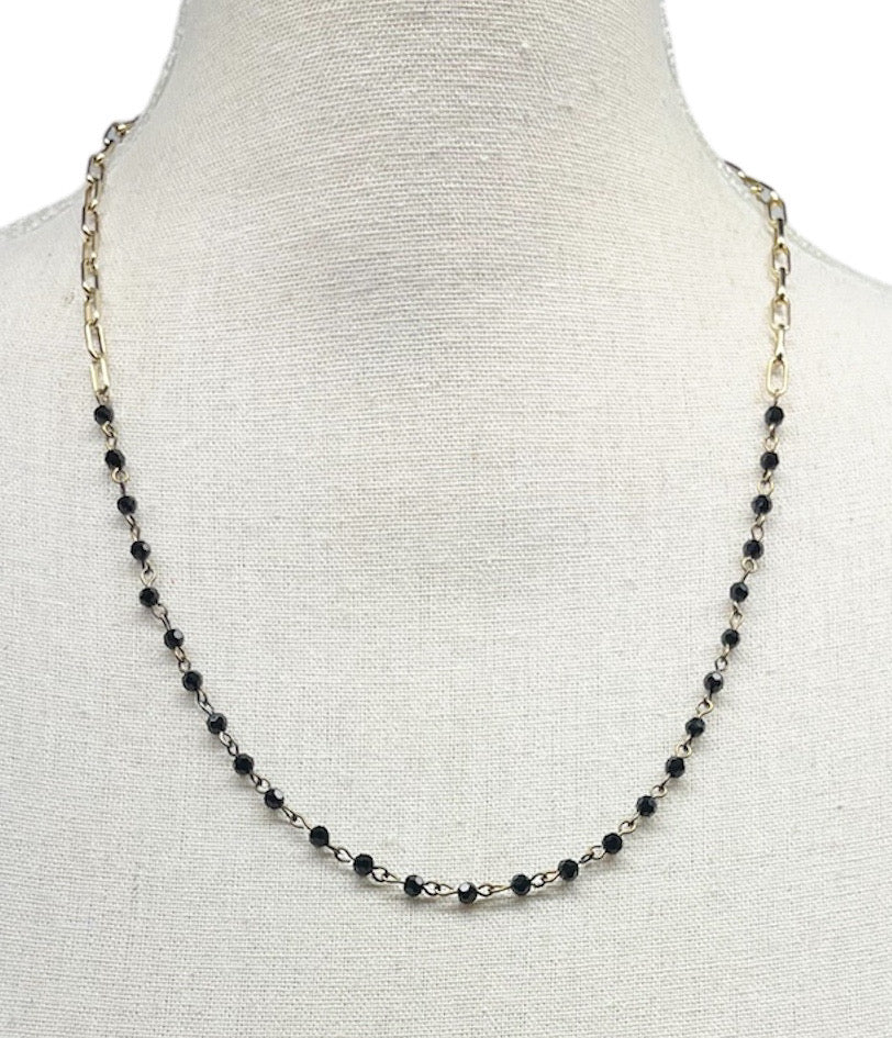 Black & Gold Crystal Necklace #4021 (Case of 3)