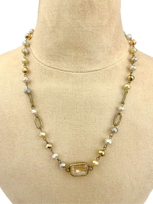 18" - 20" Lime Meringue Necklace with Square Crystal