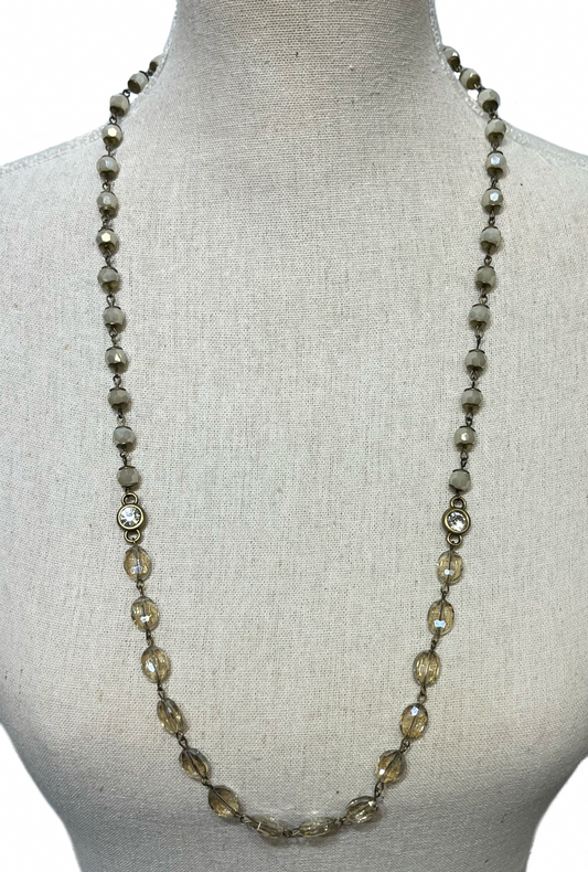 Mid Length Ivory and Champagne Necklace
