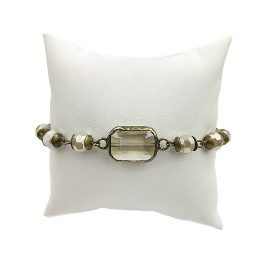 Ivory Bracelet with Rectangle Crystal