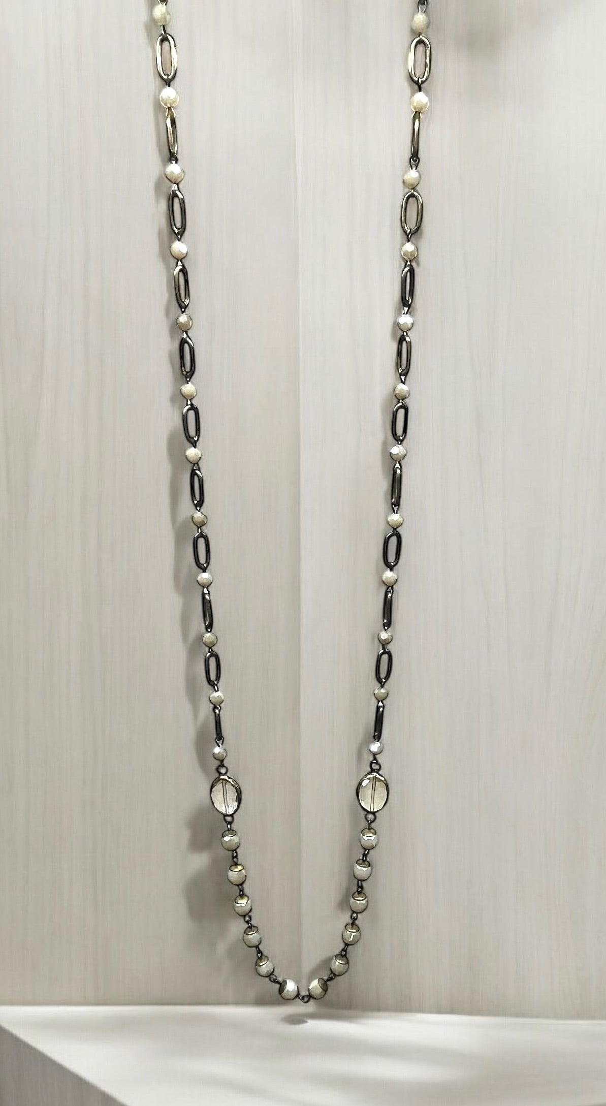 Ivory Necklace with Double Crystal #4038 (Case of 3)