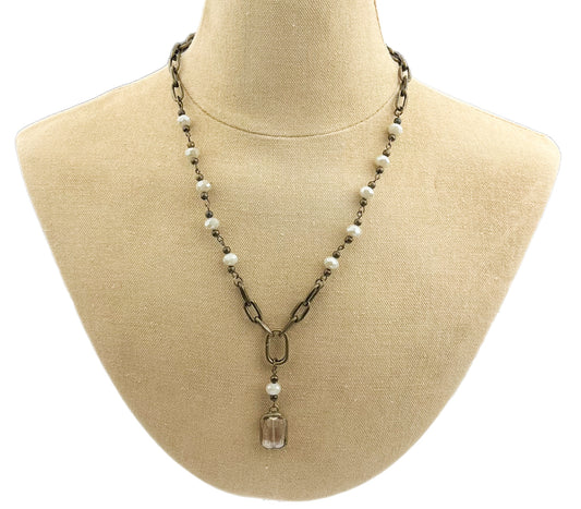 18" - 20" Ivory Necklace with Square Pendant