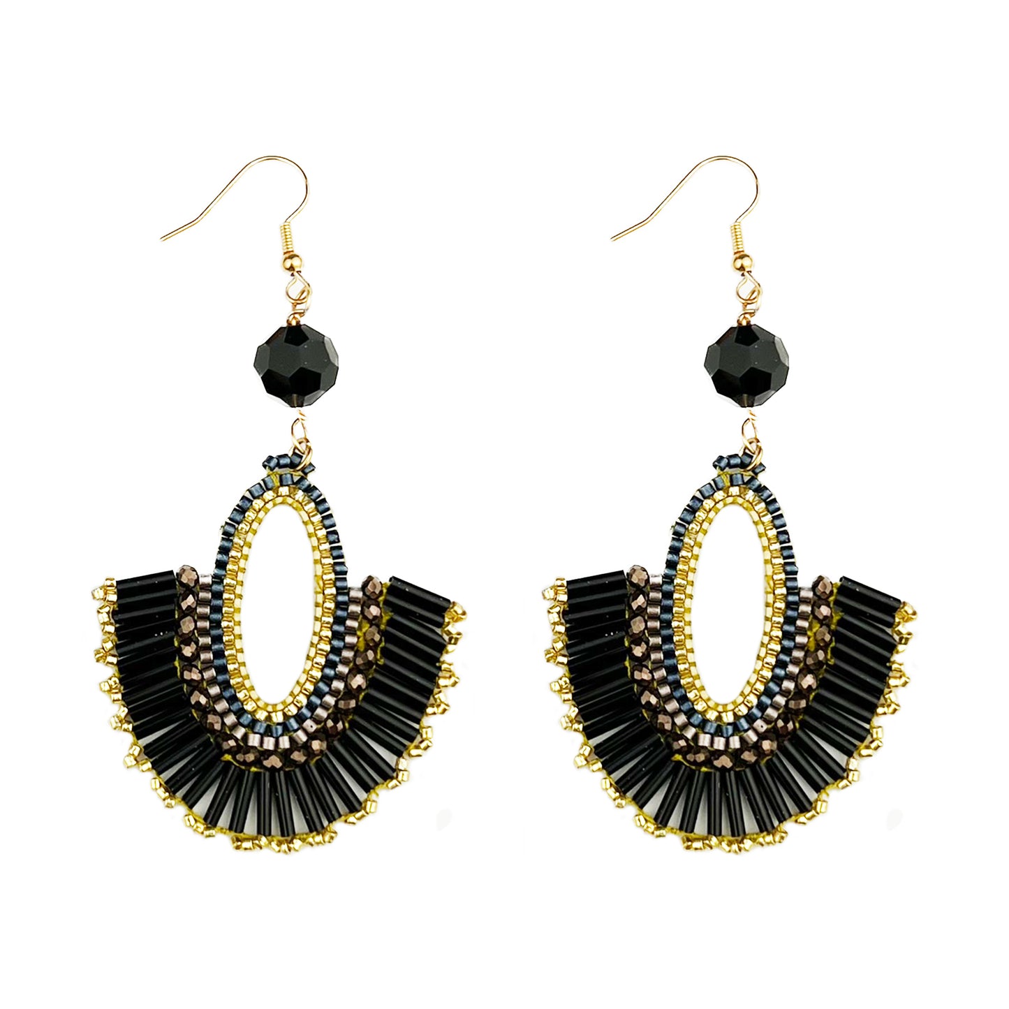 ER51 Black & Gold Crystal Earring (Case of 3)