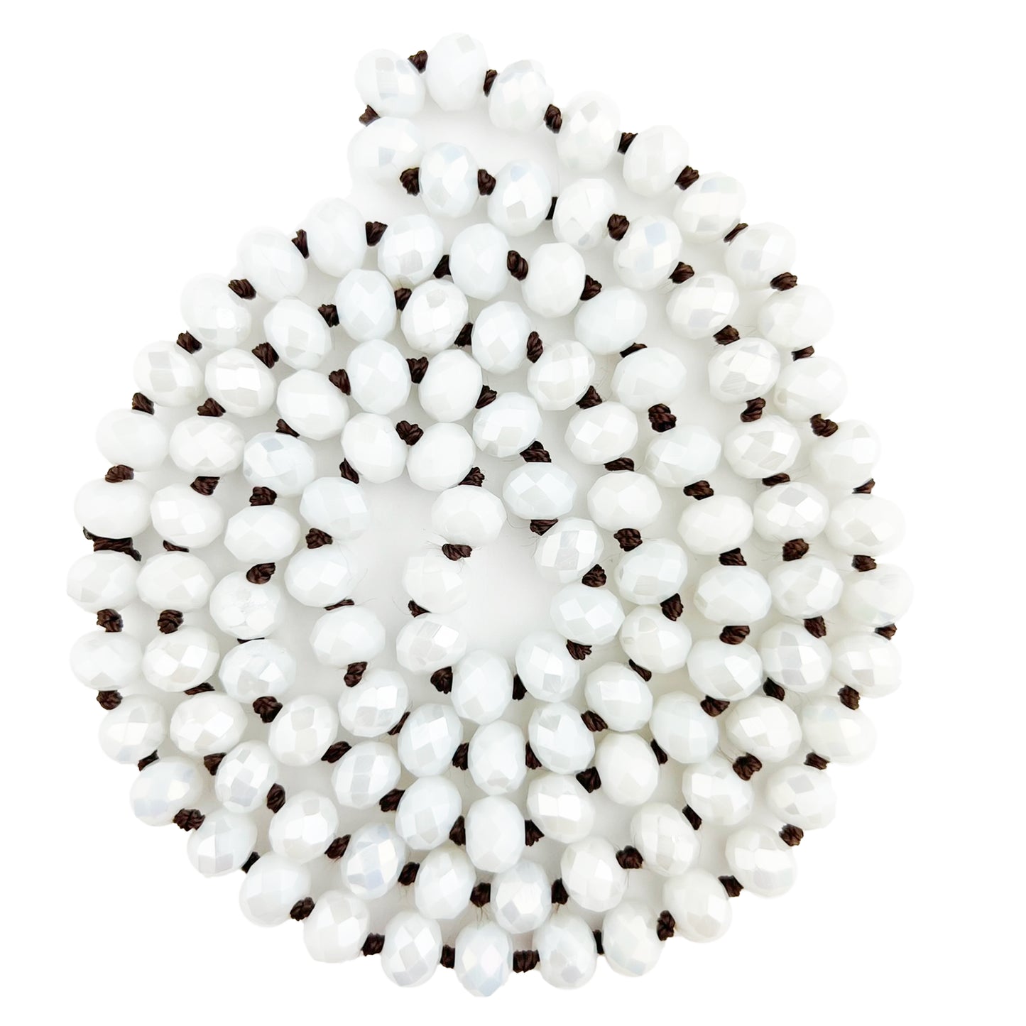 36" Hand Knotted White AB Crystal Necklace (Case of 3)