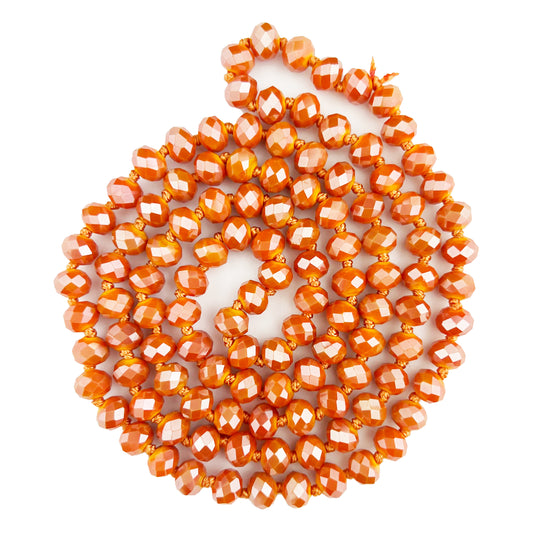 36" Hand Knotted Orange Crystal Necklace (Case of 3)