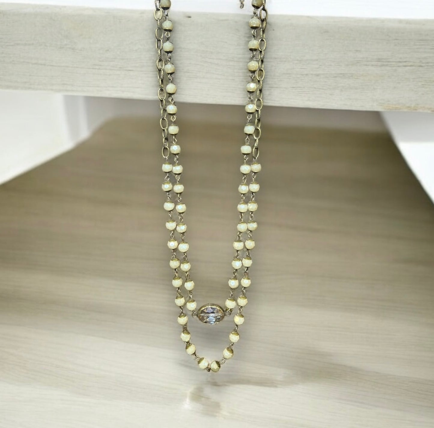 Necklace # 5004 double layer ivory (Case of 3)