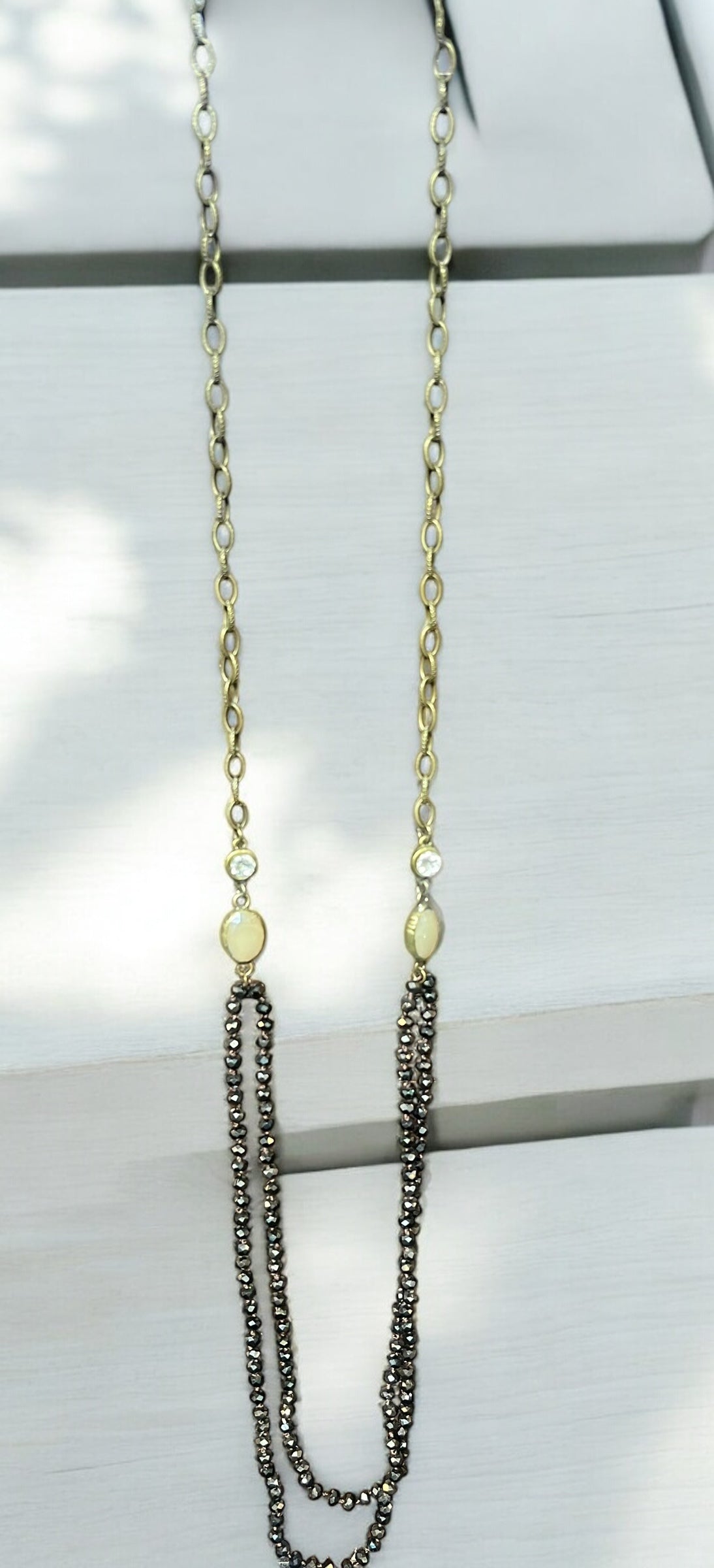 Crystal layer necklace 4555 chocolate (Case of 3)