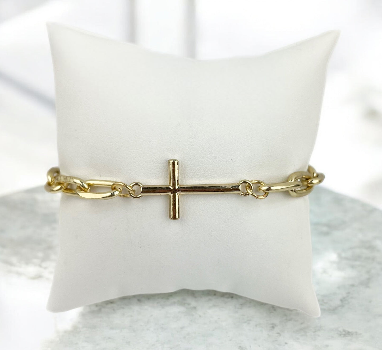 Gold Bracelet with Cross #4059 (Case of 3)