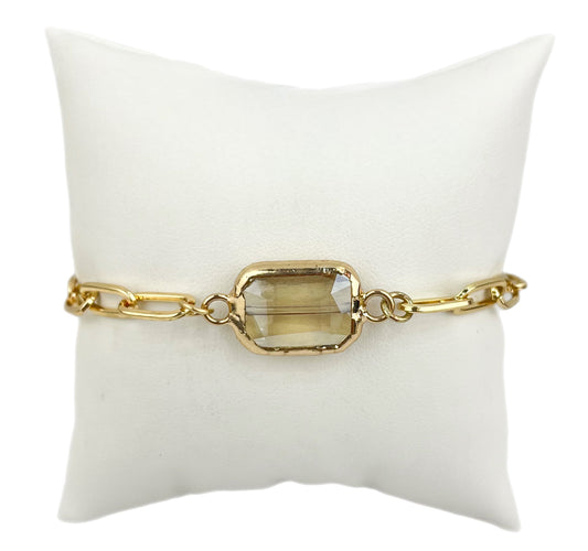 Gold and Square Crystal Bracelet