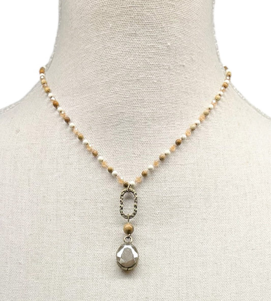 Dainty Jasper Necklace with Ivory Pendant #3089 (Case of 3)