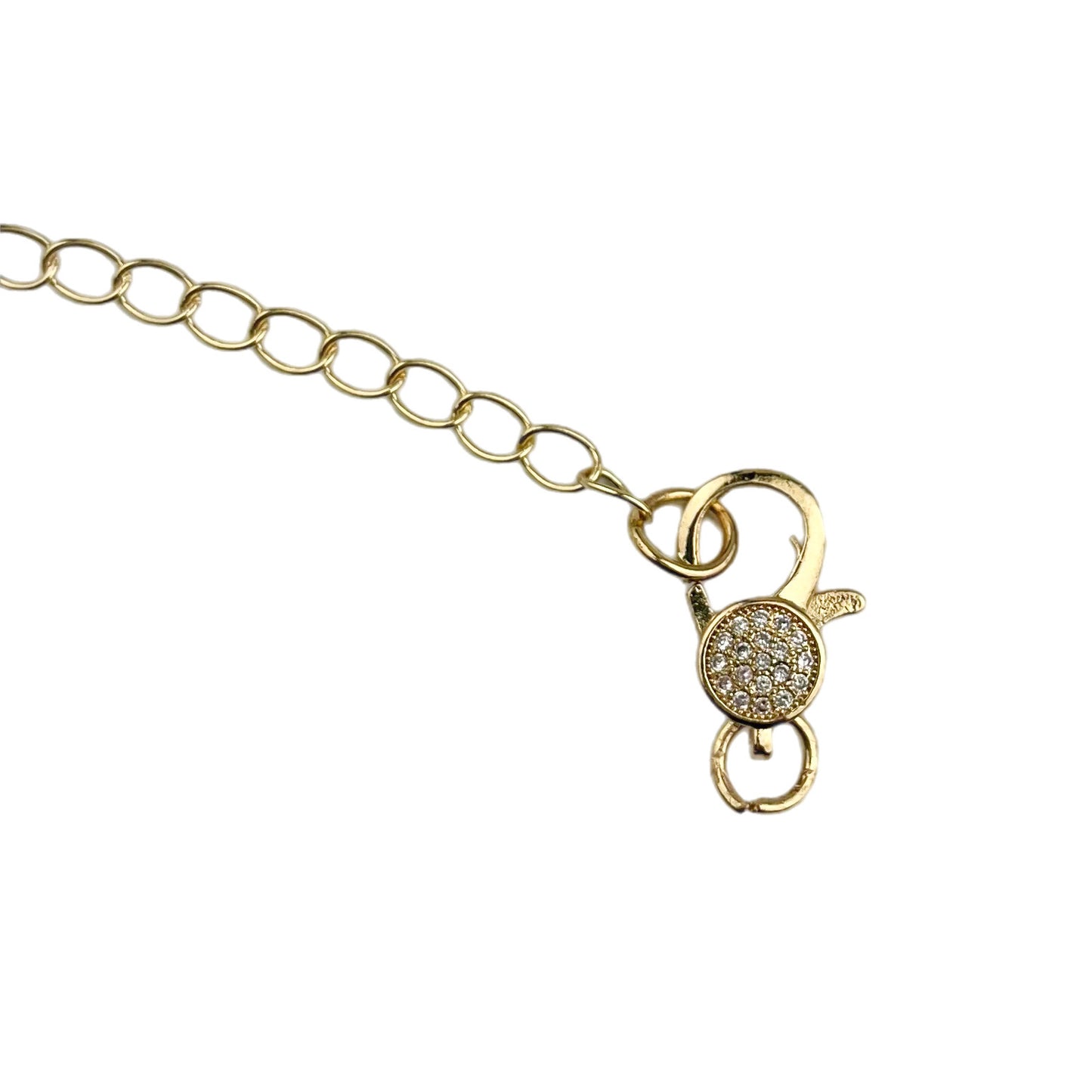 Gold Necklace with Double Cross and Square Crystal Pendant