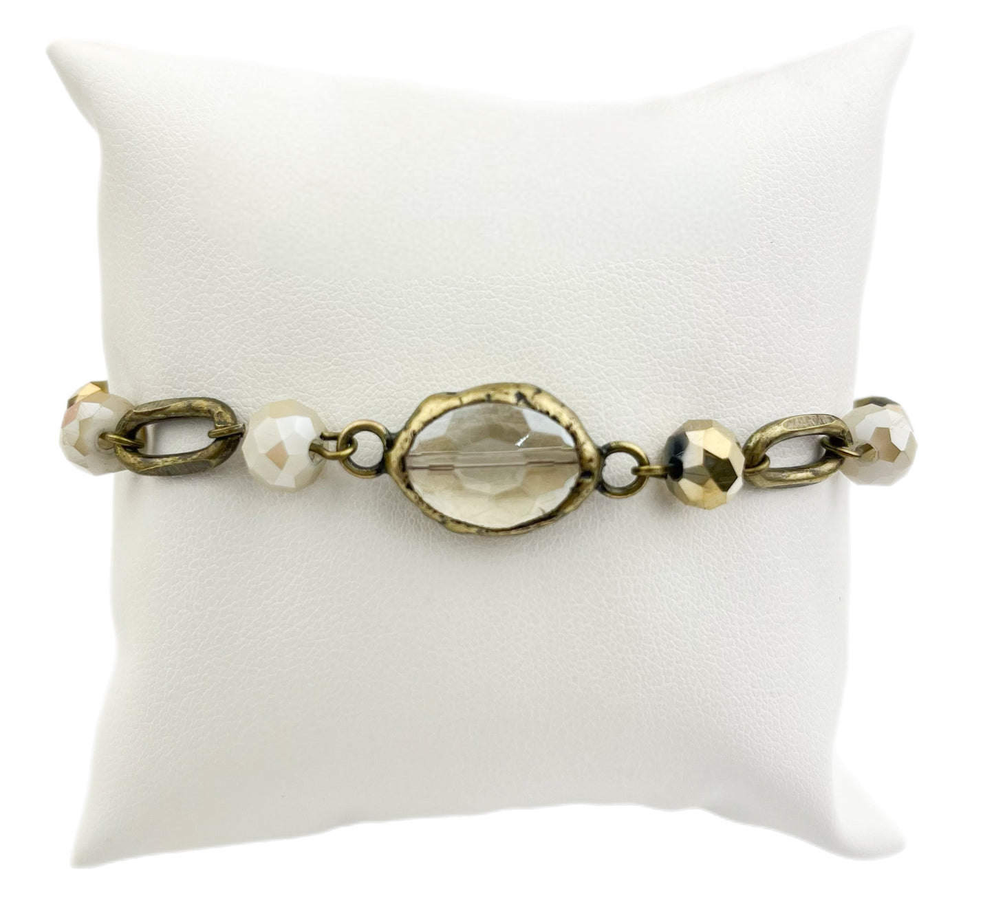 BR2535 Lime Meringue Bracelet w/ French Gilt Gold Oval Crystal