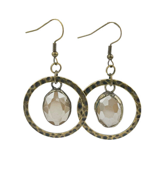 Round and Ivory Crystal Earring