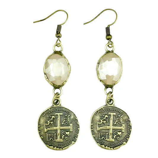 Ivory Earrings with Coin