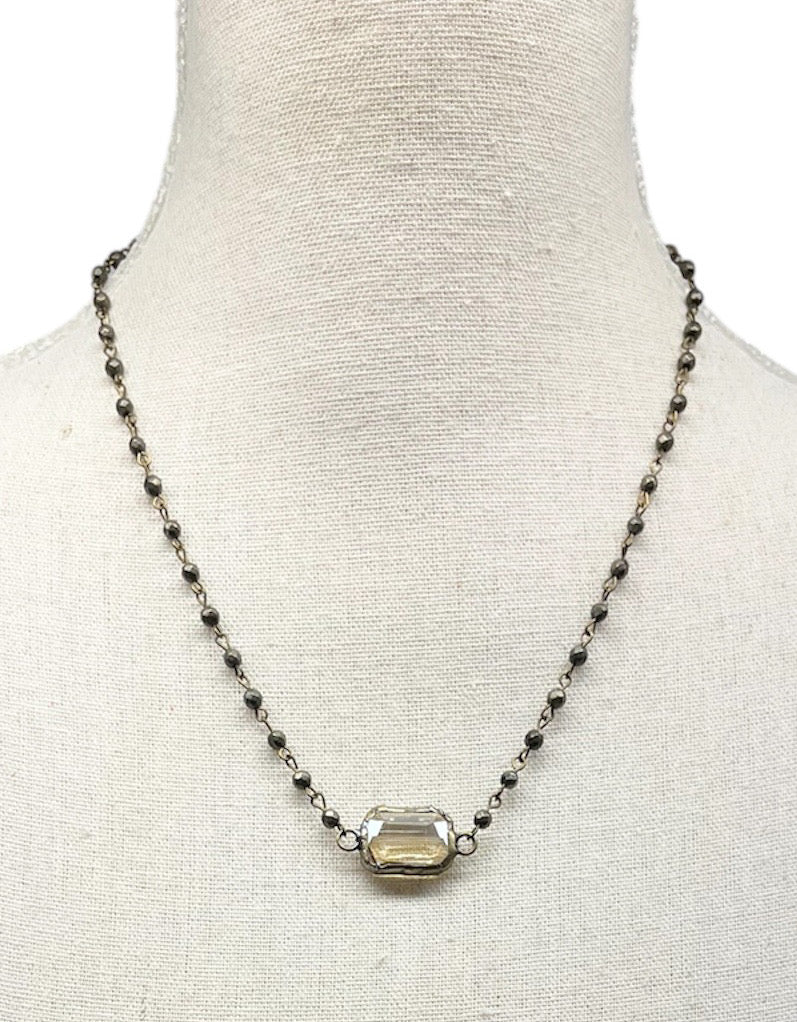 Pyrite Necklace with Square Pendant #4026