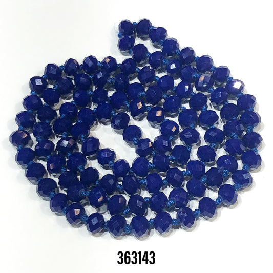 36" Hand Knotted Navy Crystal Necklace