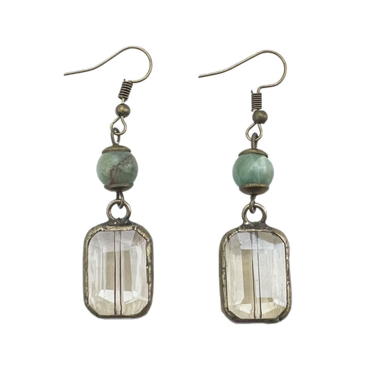 Amazonite Earring with Square Pendant