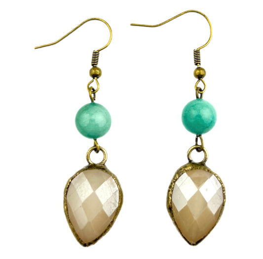 ER 2508 Amazonite w/ French Gilt Gold Ivory Drop