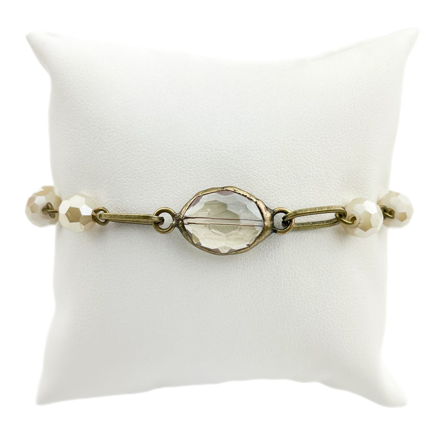 BR2550 Ivory Bracelet w/ French Gilt Gold Oval Crystal