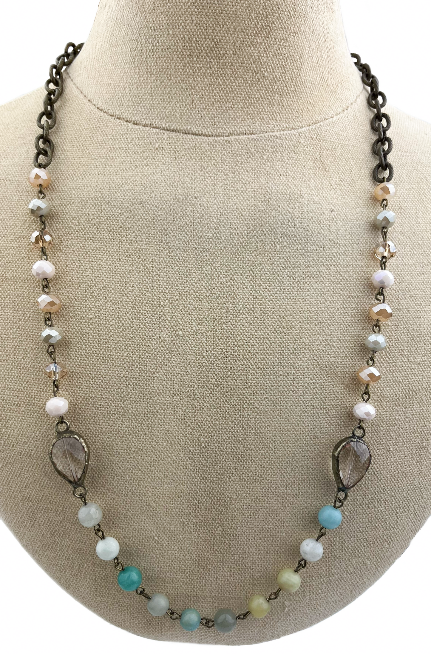 0516 Champagne Honey and Amazonite Necklace