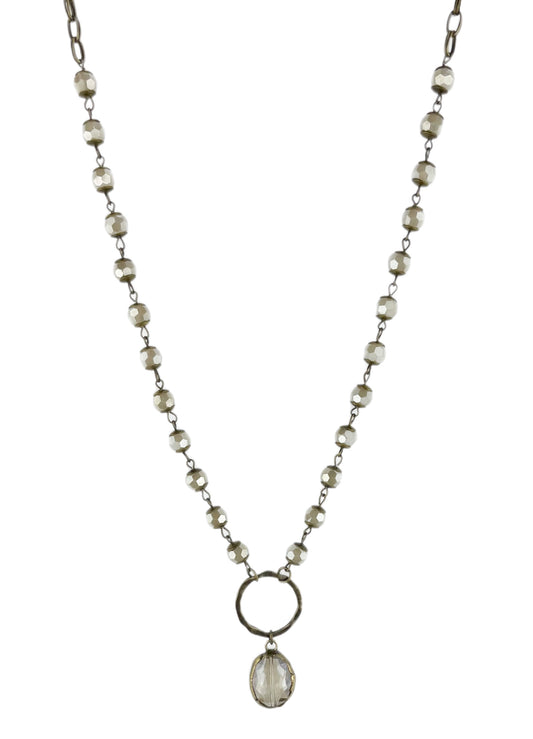 Ivory Necklace and a Round Champagne Crystal Pendant