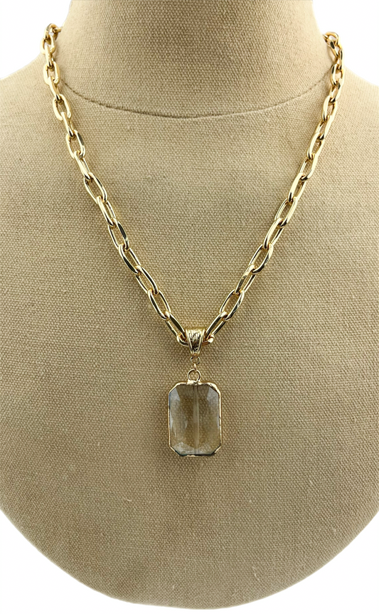 Gold Chain with Crystal Pendant