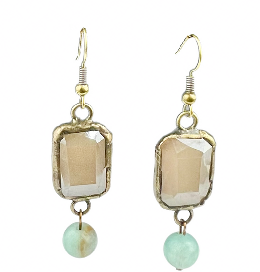 ER704 French Gilt Gold Ivory w/ Amazonite