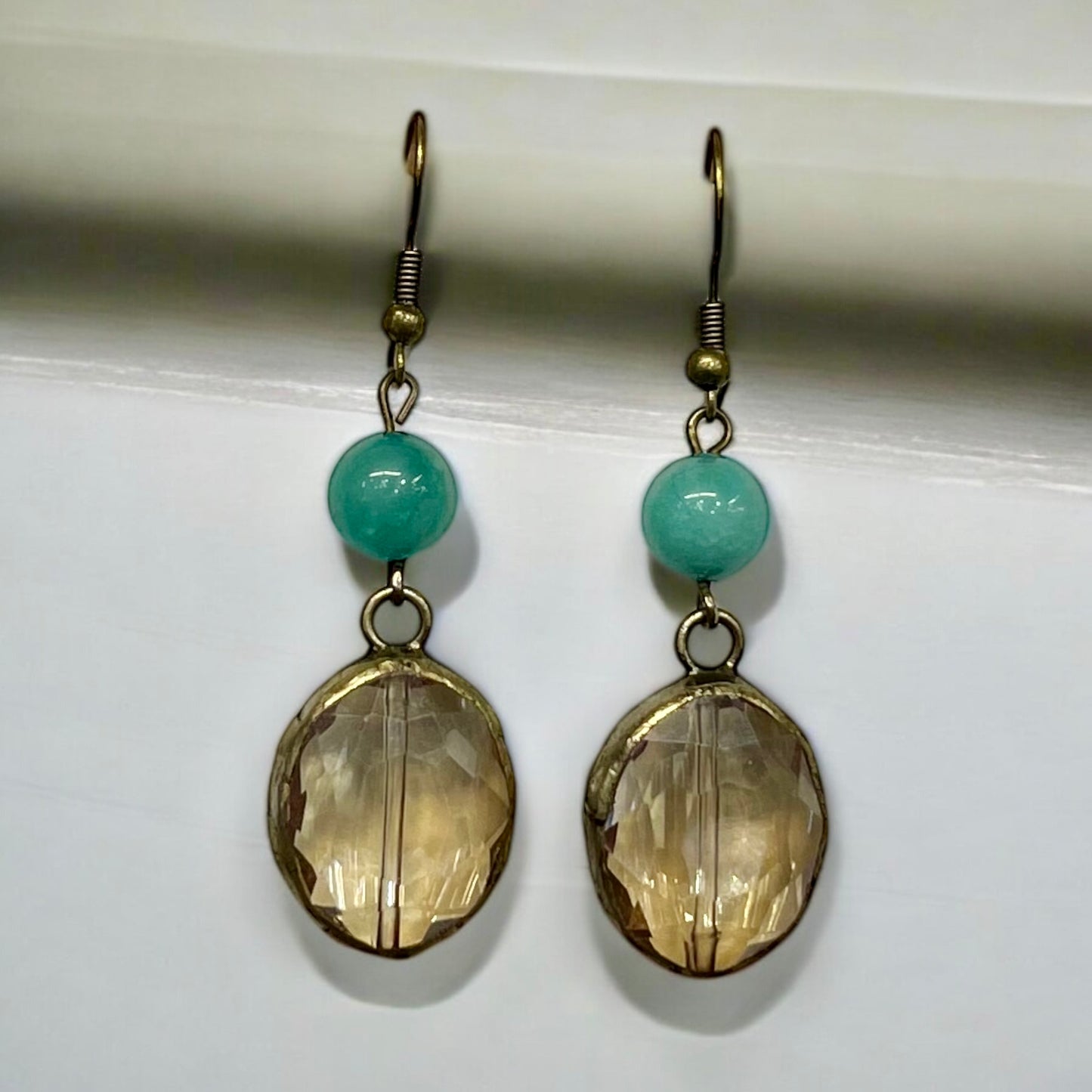 Amazonite and Round Crystal Earring