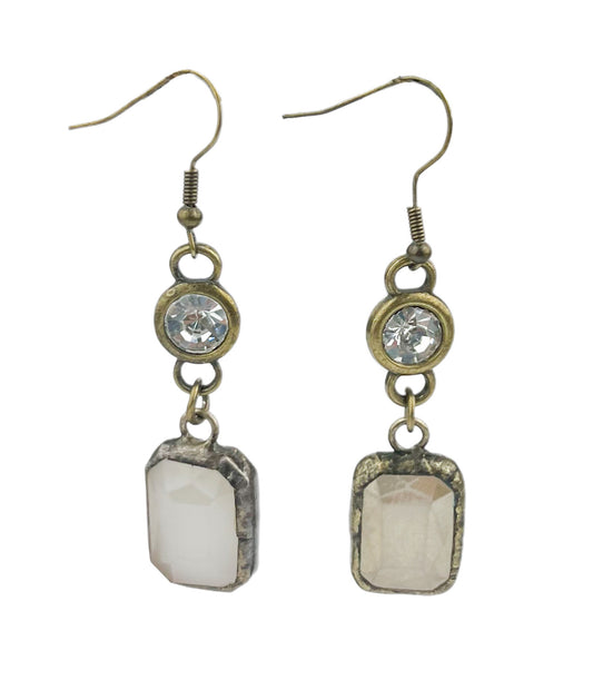 Diamond and Square Ivory Earring