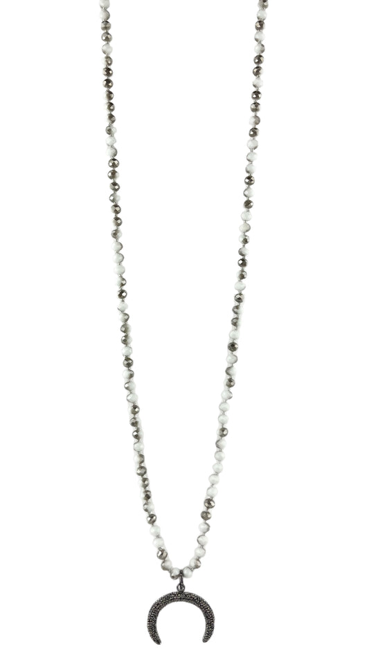 36" Hand Knotted Crystal Necklace with Pendant