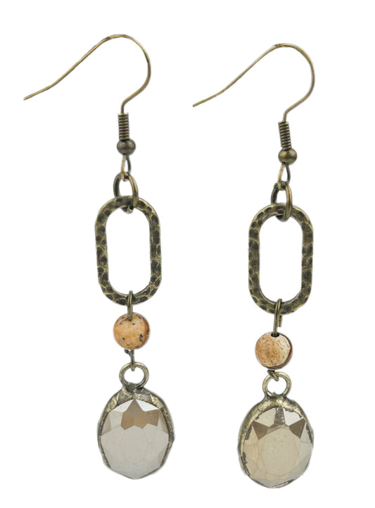 Jasper and Oval Ivory Earring