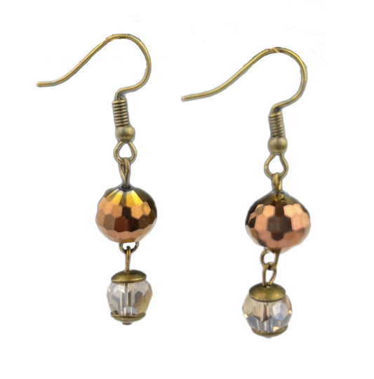 ER710 Brown Crystal and Champagne Earring