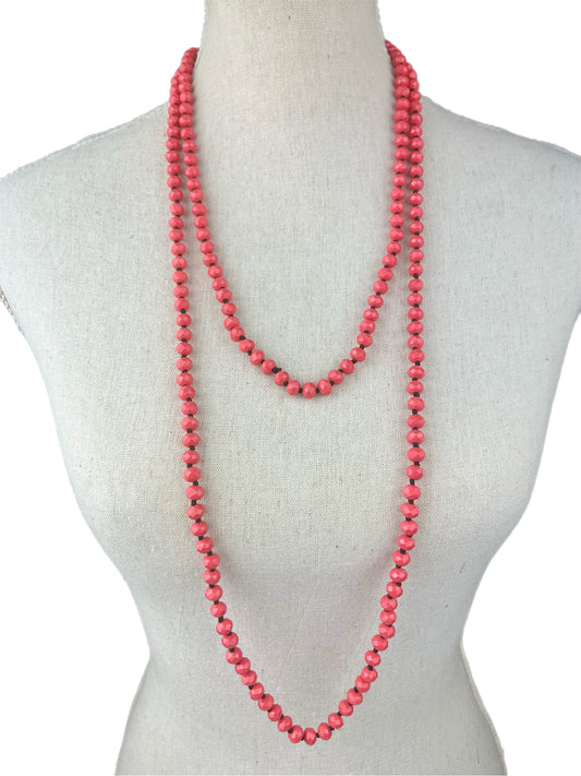 60" Hand Knotted Crystal Necklace