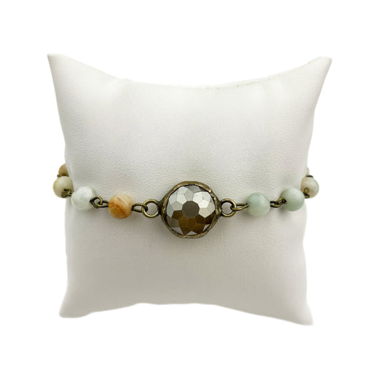 Amazonite Bracelet with Round Ivory Crystal