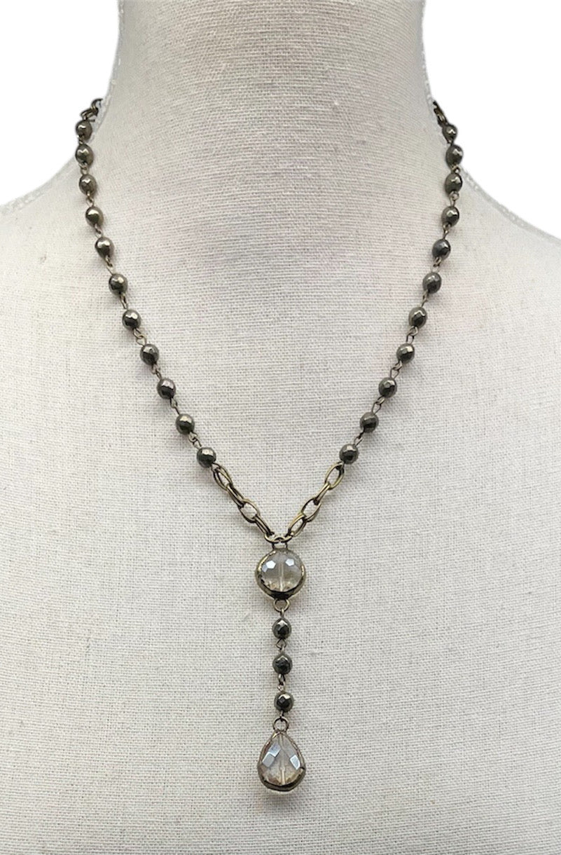 Pyrite Necklace with Double Pendant #4023