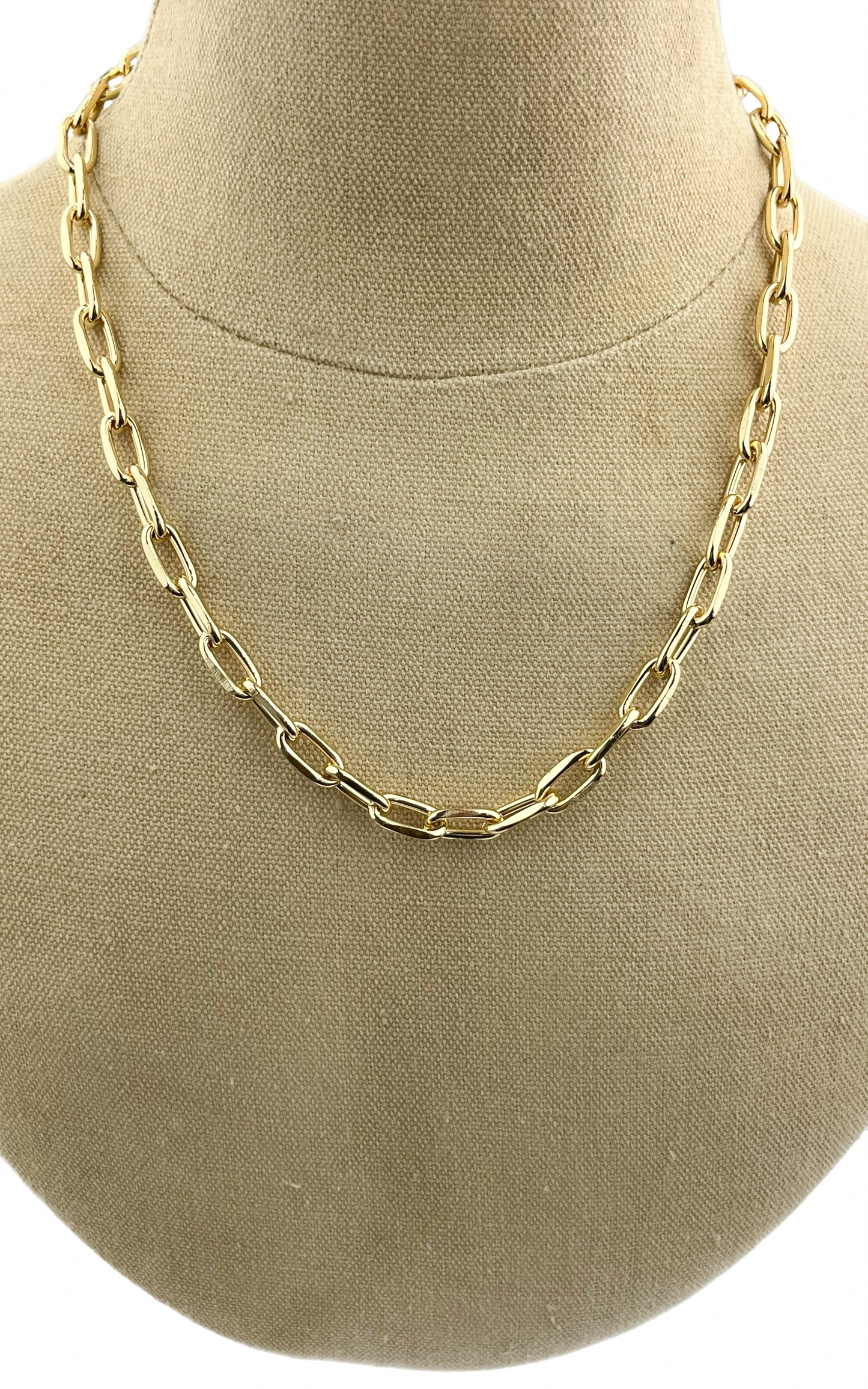 Gold Chain Necklace/pave clasp