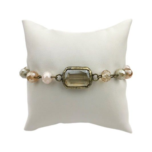 Champagne Honey Bracelet with Square Crystal