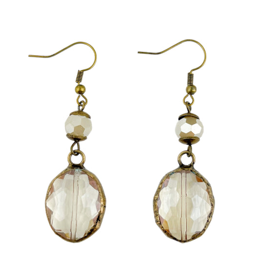 ER0431 Ivory and Champagne Crystal Earring